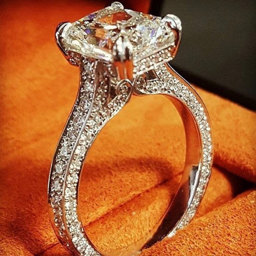 2.5 Total ct Cushion Cut * 3 Sided Eternity Pave